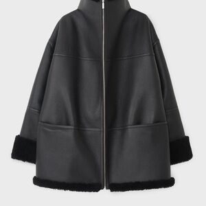 Toteme Signature shearling jacket black size XS